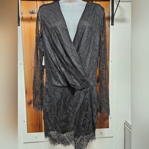 Marciano Black Lace Wrap Dress